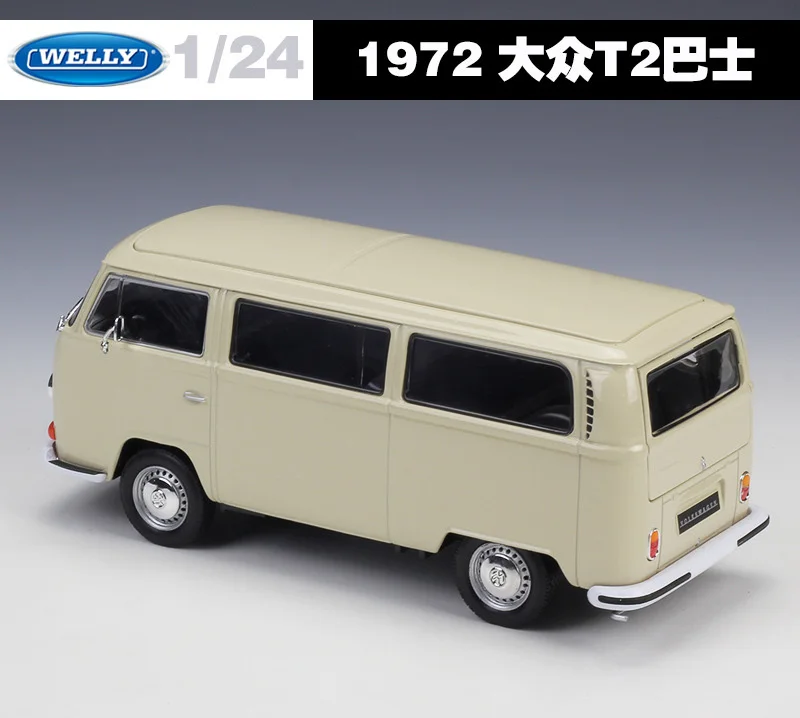 Welly 1:24 литая под давлением модель игрушечного автомобиля металлический Volkswagen Van РЕТРО ПРИНТ T2 автобус сплав 1972 VW автобус Отличный для мальчика игрушки Детский подарок PUBG