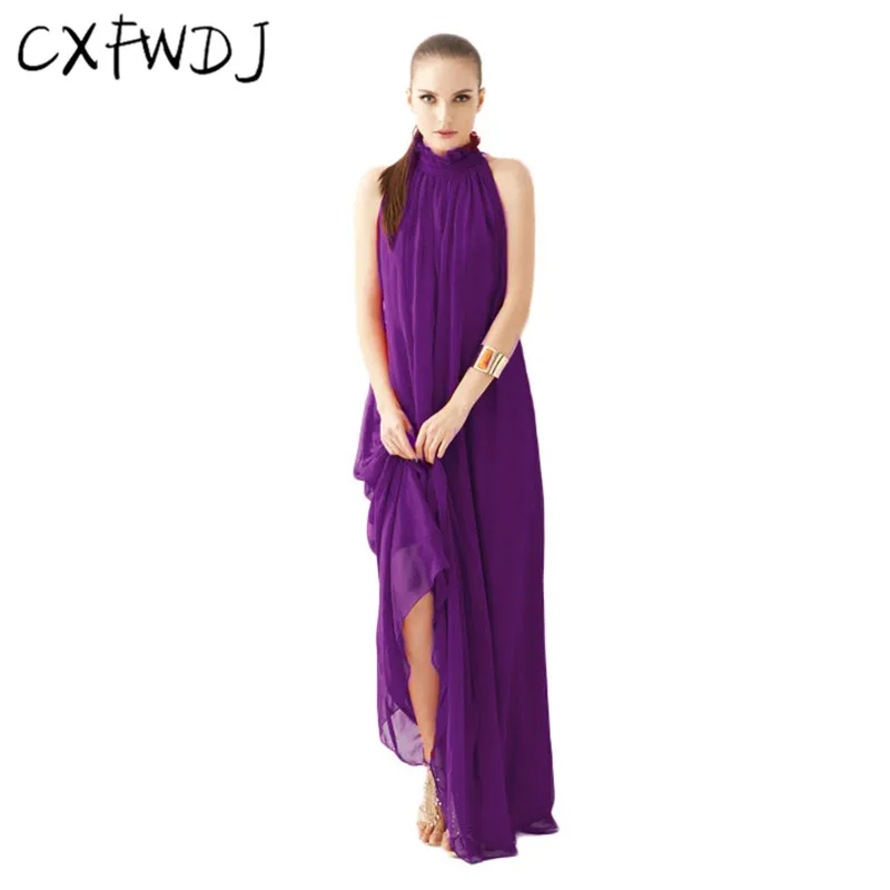 2018 Vestidos вечерние богемные шифоновые длинные платья Женский пояс повесить за шею