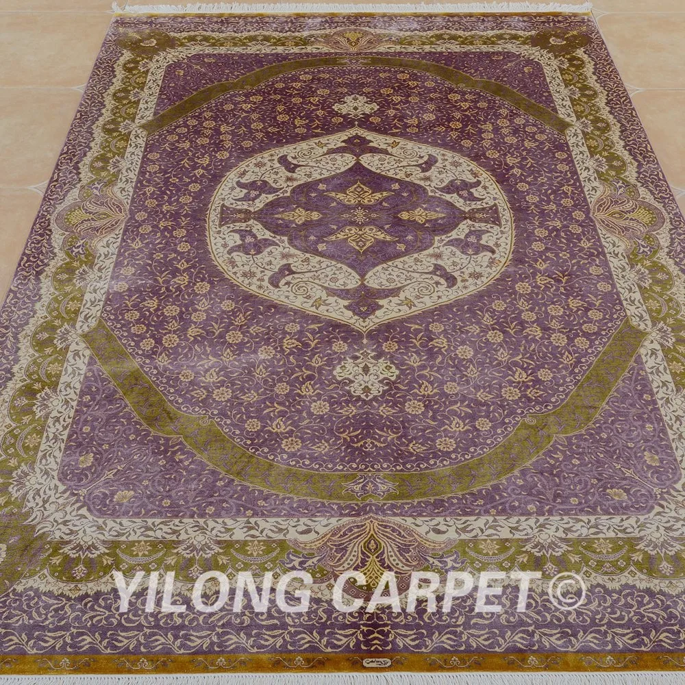 Yilong 6'x9' с классными клепками в виде фиолетовый Традиционный персидский спальня ковер ручной вязки шелковый ковер(0275