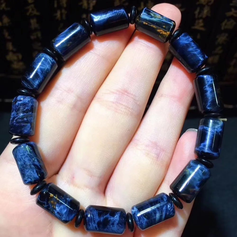 

Drop Shipping Aaaaa Genuine Natural Namibia Pietersite Blue Yellow Gemstone Barrel Bead 13x8mm Stretch Bracelets Man Women