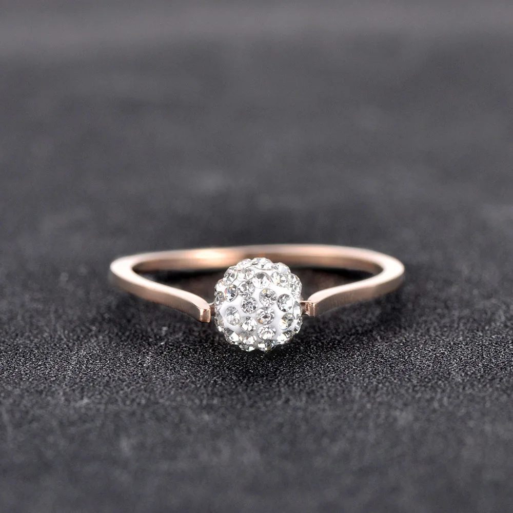 JeeMango изысканное розовое золото цвет обручальные кольца ювелирные изделия Нержавеющая сталь горный хрусталь кристалл кольцо для женщин Девушка Anneau R18032