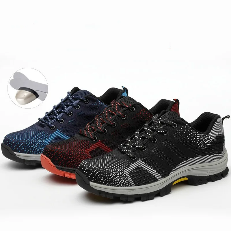 JINBEILEE Anti-mite Labor Insurance Walking Shoes Men and Women Breathable Deodorant Fly Woven Mesh Anti-piercing Shoes