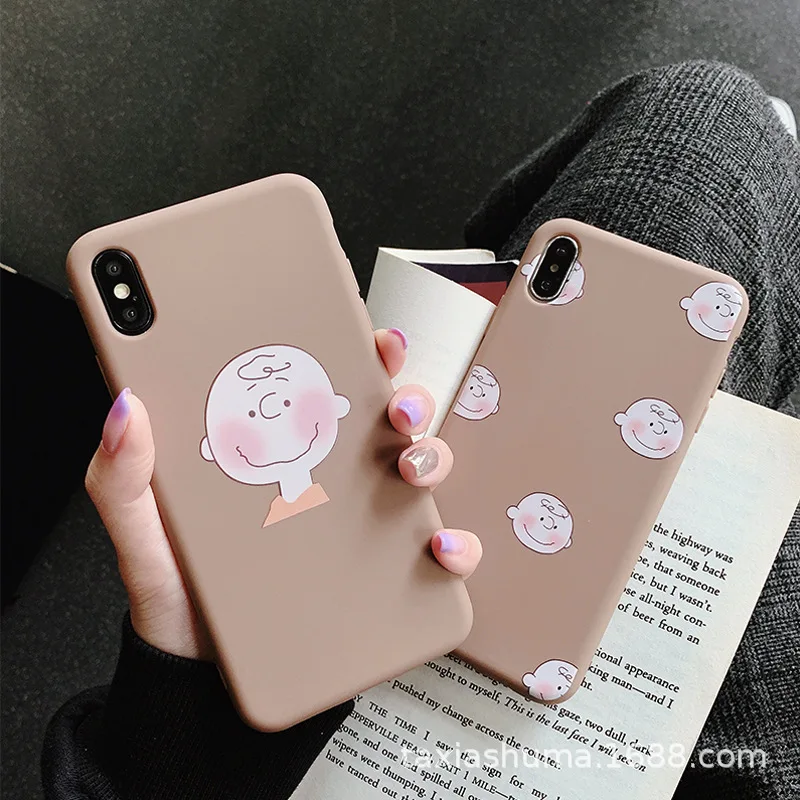 Fashion Brown Cartoon Net Red Cold Wind phone case for iphone 6 6s 7 8 Plus All-inclusive Anti-fall Soft Cover silicone XS Max X |