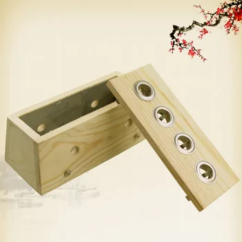 

4-hole moxibustion box Moxibustion box made of solid wood Large waist back gynecological moxa moxa box appliance smoked