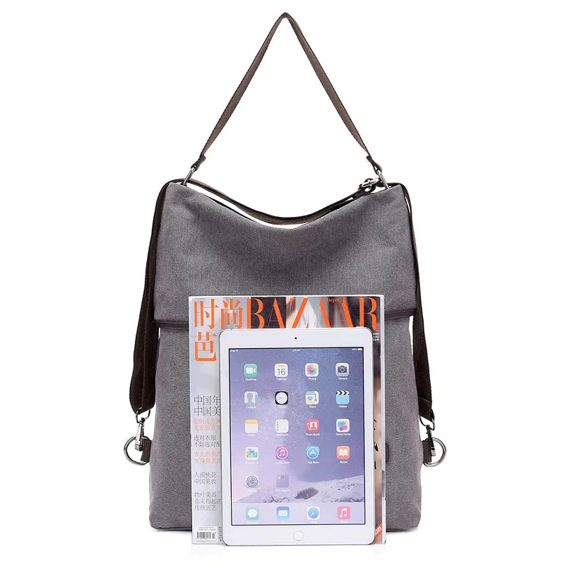  Fashion Women Backpack Simple Canvas Backpack Large Capacity Bookbag Waterproof Anti Theft Travel B - 32924997626