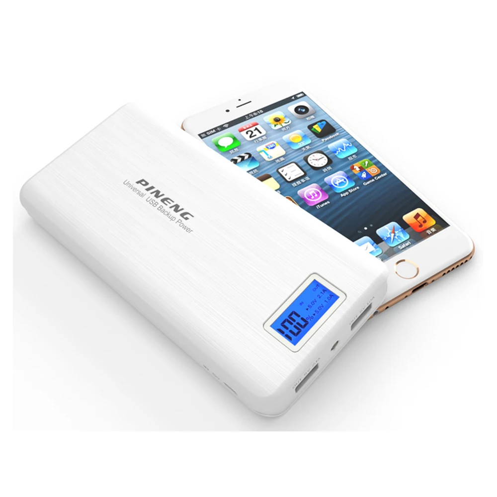 Genuino banco de energía pineng-pn999 20000mAh Dual USB LED linterna banco de energía Bateria carga