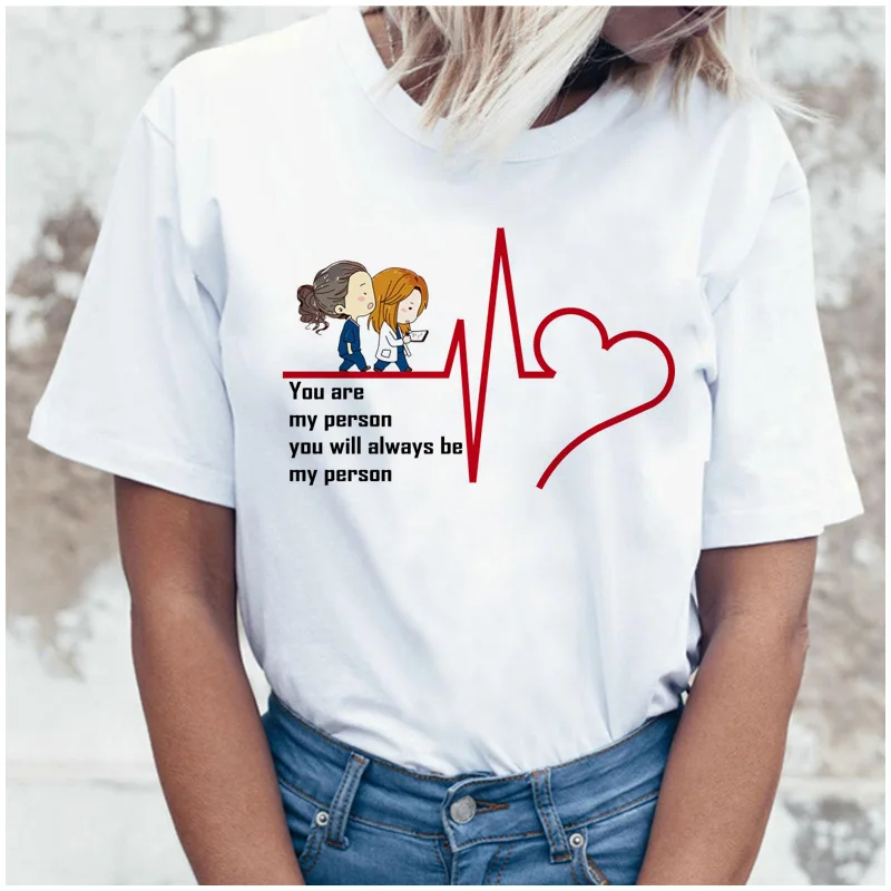 Футболка женская в Корейском стиле топ с надписью greys You Are My Person Харадзюку