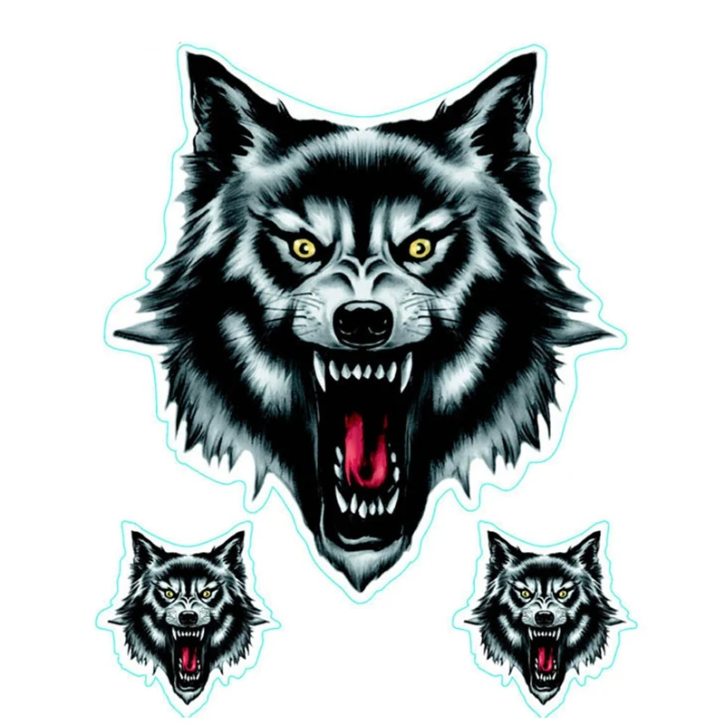 

1Pcs Wolf Head Decals Skull Head Fire Flame Funny Self-adhesive Sticker For Motorcycle Car Door Stickers Truck Helmet Decor