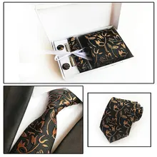 6 шт. Модные мужские Пейсли Цветочные деловой носовой платок галстук в подарок запонки зажимы для галстука Цветочные карманы квадратные носовые платки галстук