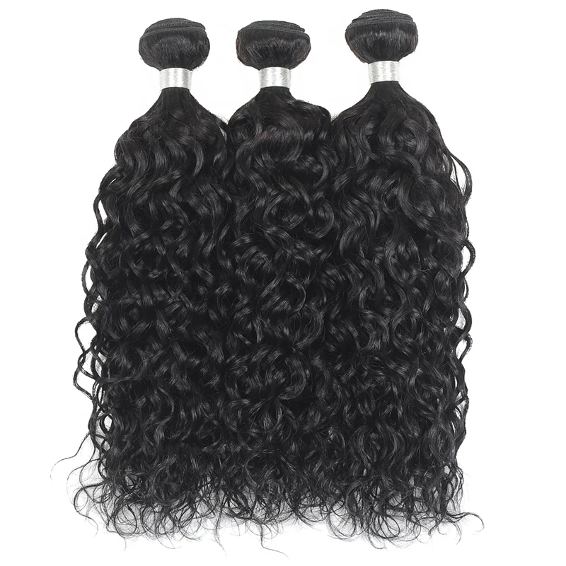 Pinshair 100 бразильские человеческие волосы переплетения пучки с закрытием натуральный цвет воды волна пучки с закрытием не пучки волос remy
