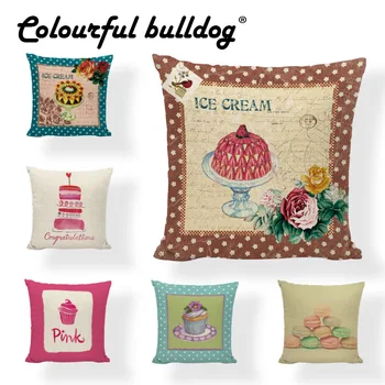 

Delicious Cherry Cupcake Donuts Mid Century Cushion Cover 17*17In Dounts Decor Home Dessert shop Couch Decor Lumbar Pillow Case