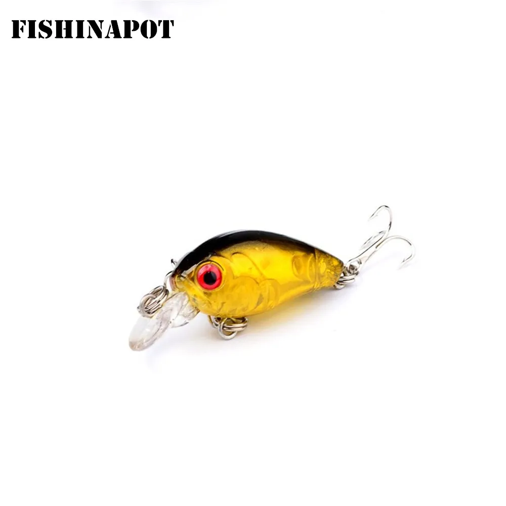 

FISHINAPOT Promotion Sale 1PCS Mini Crank Crankbaits 4g/5cm Fishing Hard Bait Topwater Wobbler Treble Hooks Tackle 9 Colors