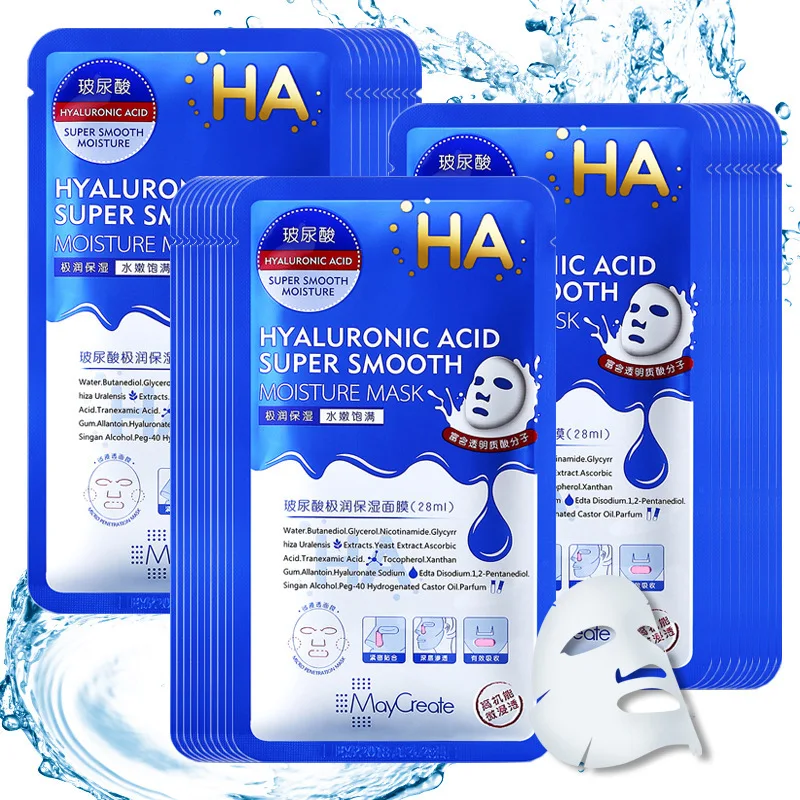 10PCS Hyaluronic Acid Moisturizing Face Mask Korean Cosmetics Whitening Anti-aging for the Skin Care Facial Tools | Красота и
