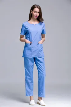 

New Design Short Sleeve Doctors Nurses Scrub Sets Hospital Surgical Uniform Beauty Shop Dental Clinic Workwear Overalls Lab coat