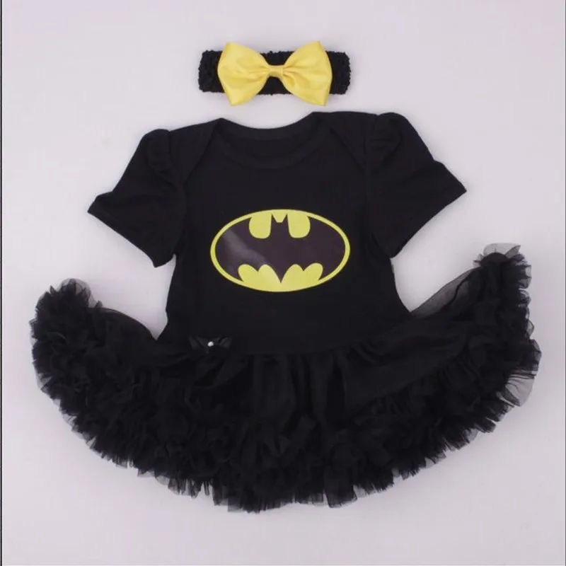 Explosion Models Halloween Cartoon Jumpsuit Female Baby Pettiskirt Super Hero Batman Superman Jumpsuit / Siamese Headband