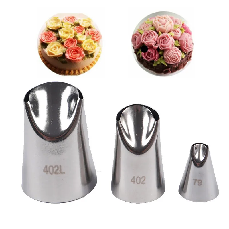 3Pcs Flower Cream Cake Decorating Tips Set High Quality Stainless Steel Icing Nozzles For Cupcakes Dessert Decorators 3Pcs Flower Cream Cake Decorating Tips Set High Quality Stainless Steel Icing Nozzles For Cupcakes Dessert Decorators