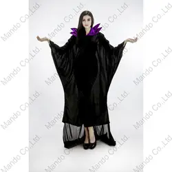 Для женщин Карнавал ведьма платье для маскарадов фильма Малефисента Для женщин Косплэй Черный Плащ Хэллоуин черная ведьма карнавальный