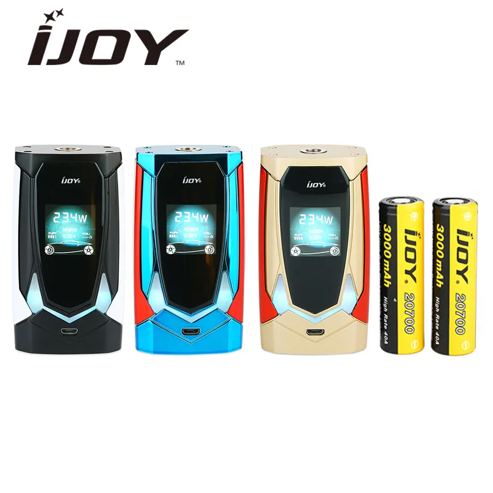 

Original IJOY Avenger 270 234W English Voice Control Box MOD 6000mAh Battery w/ dual 20700 Batteries Vape E-cig Mod vs PD18650