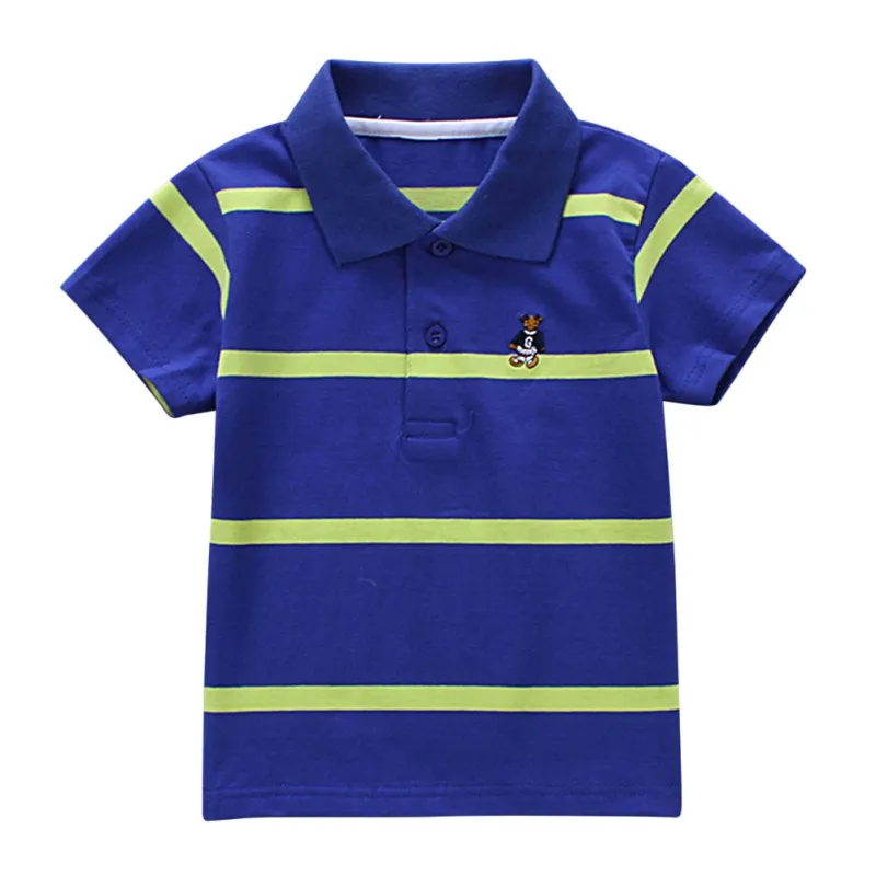 Рубашка для маленьких мальчиков короткий рукав дети мальчик джентльмен футболки Дети Одежда для мальчиков полосатый Футболки; детская
