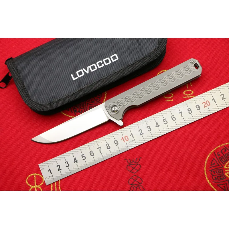 

LOVOCOO A08 9cr18mov blade titanium handle Flipper folding knife Outdoor camping hunting pocket Tactical fruit knives EDC tools