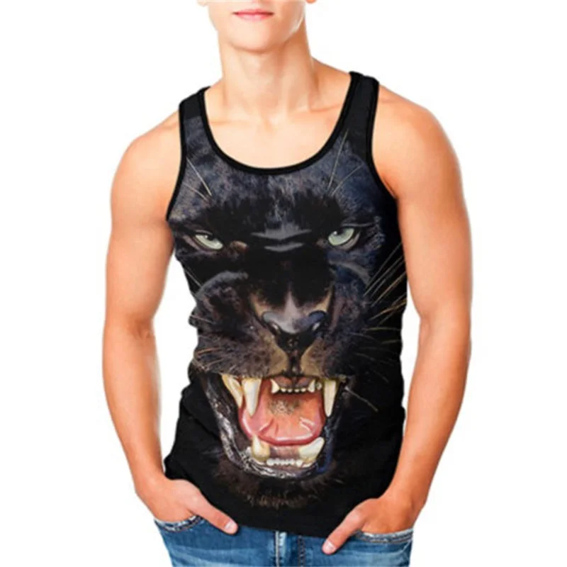 Мужские летние футболки с 3D черной пантерой, облегающие мужские майки, одежда для бодибилдинга, майки для фитнеса, футболки размера плюс