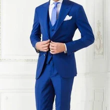 Изготовленный на заказ синий мужской костюм с отворотом Пик 3 свадебное платье подходит для тонкого тела Лучший мужской костюм жениха пальто+ брюки+ жилет, галстук