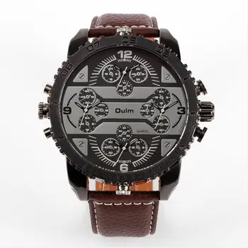 4 Time Zone Leather Band Casual Japan Quartz Movement Wrist Watch Luxury Timepiece 5