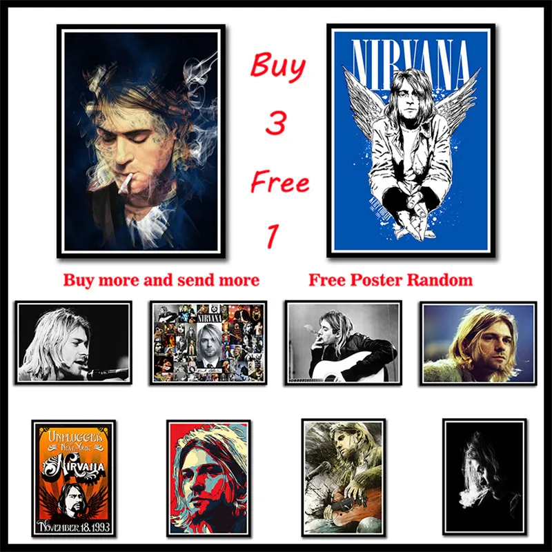 Курт Кобейн, Нирвана с белым покрытием бумага плакат Рок оркестр декоративная живопись постер бескаркасные