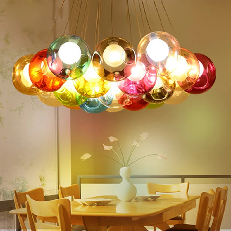 Modern Glass Ball Pendant Light G4 Blub For Bedroom Dining Living Room