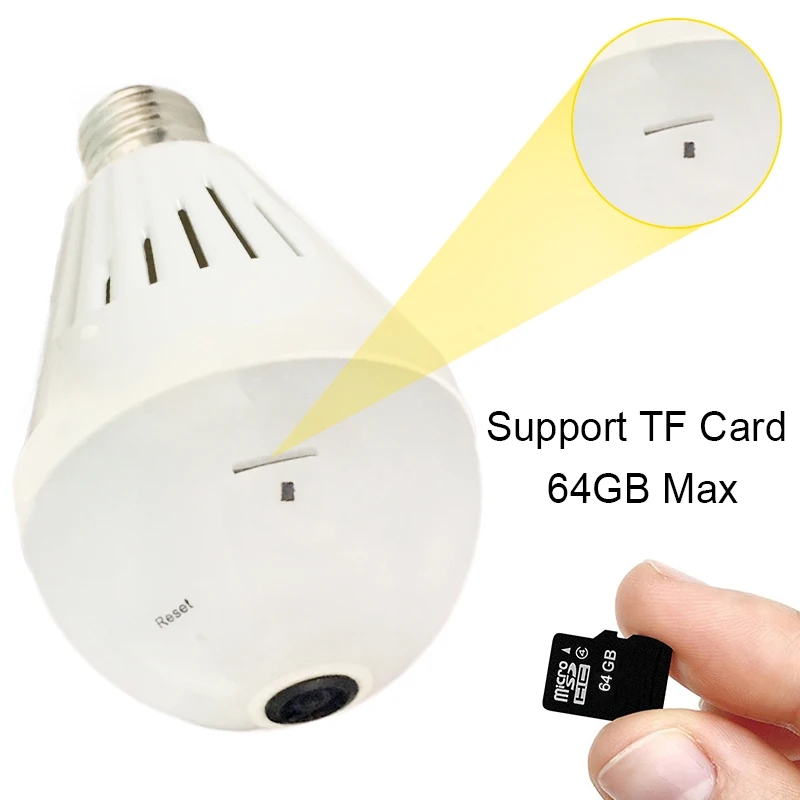Лампочки камеры безопасности WiFi 960 P 360 панорамный рыбий глаз видеонаблюдения
