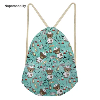 

Nopersonality Cartoon Nurse Bear Drawstring Bag for Girls School Rucksack Casual Daily Lightweight Cute Drawstring Backpack