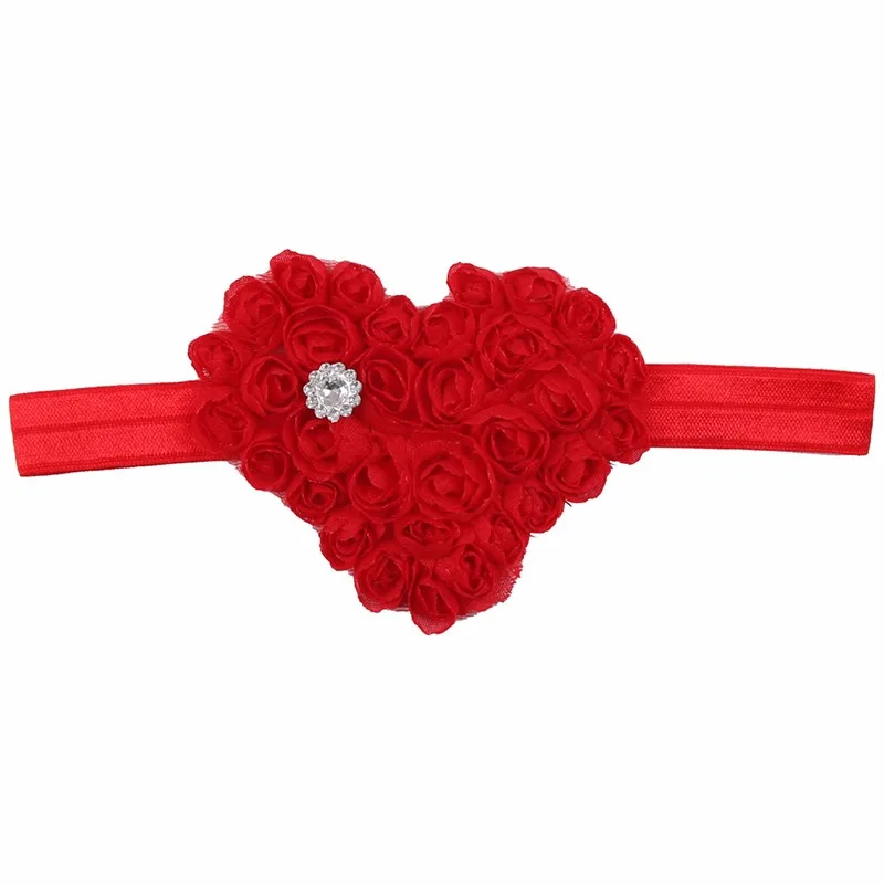 Flower Girls Elastic Headbands Heart Baby Toddler Hairband Christmas Gift Rhinestone Infant Head Band Girl Hair Rings Jewelry (6)