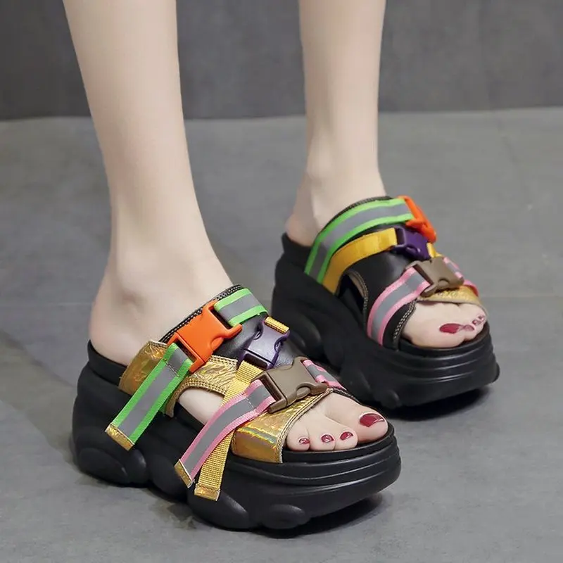 2019 Summer Chunky Sandals Wedge Platform Women Shoes Female Buckle Leather Casual high heel Sandal Woman 8cm Platform Sandals 2019 Summer Chunky Sandals Wedge Platform Women Shoes Female Buckle Leather Casual high heel Sandal Woman 8cm Platform Sandals