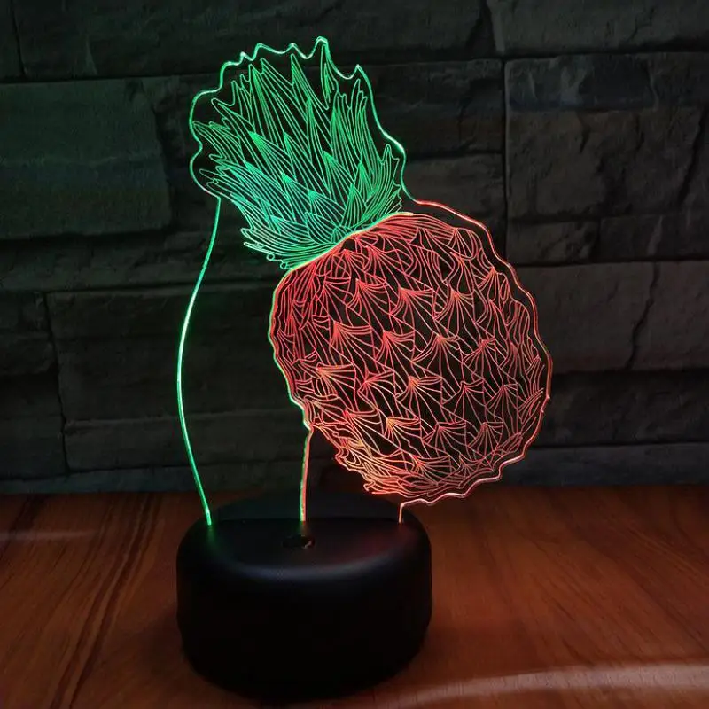 Ананас 3d Визуальный ночной Светильник креативный Красочный светодиодный стерео