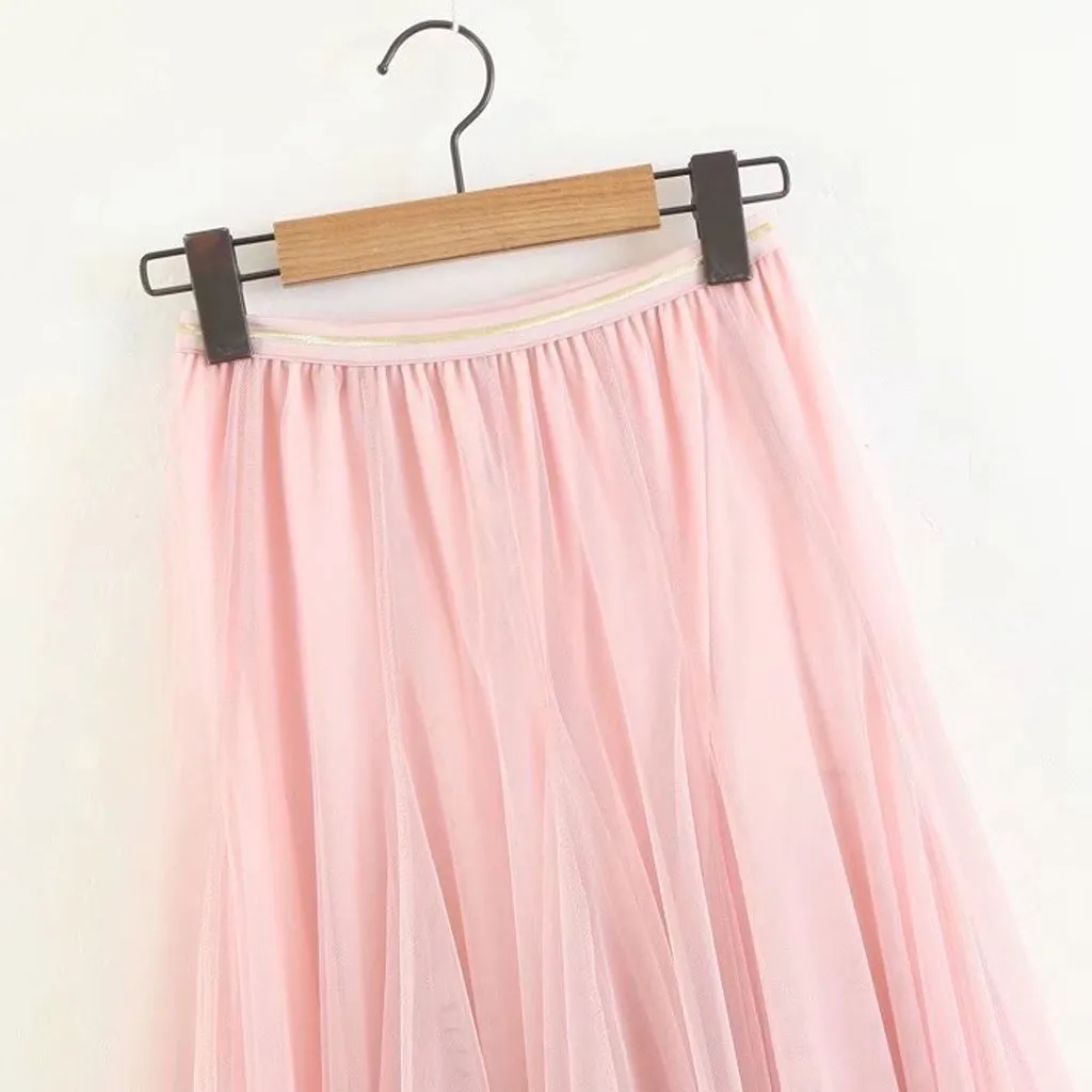 Летние юбки для женщин s, женщин, девушек, большие качели, тюль, плиссированные длинные юбки-пачки, юбка в сетку с высокой талией faldas mujer moda# N45