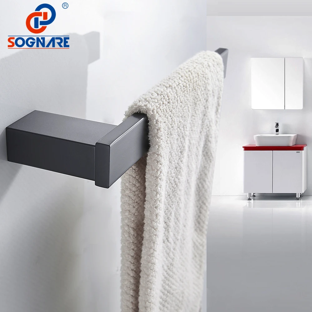 

SOGNARE 304 Stainless Steel Towel Bar Towel Rail Black Towel Holder Stainless Steel Wall-mounted Towel Rock Bathroom Accessories