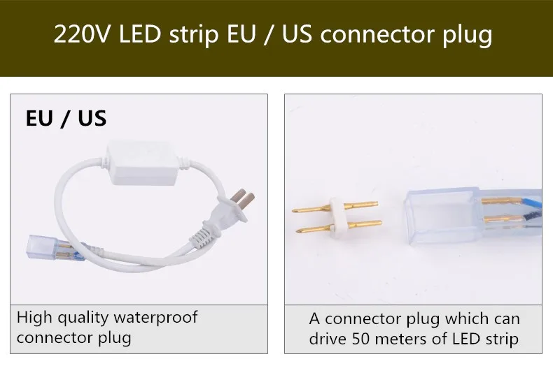 10 м 220 В Водонепроницаемая супер яркая светодиодная лента с водонепроницаемым питанием ЕС или США SMD 5050 гибкий светильник высокого напряжения