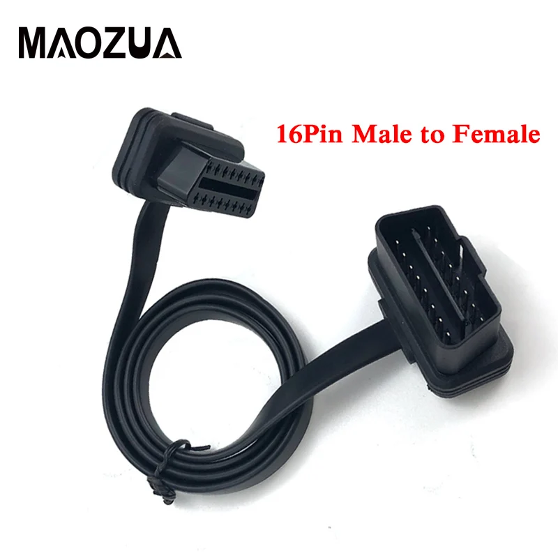ELM327 16Pin OBD 2 OBD2 плоский тонкий кабель как лапша 16 Pin штекер гнездо локоть
