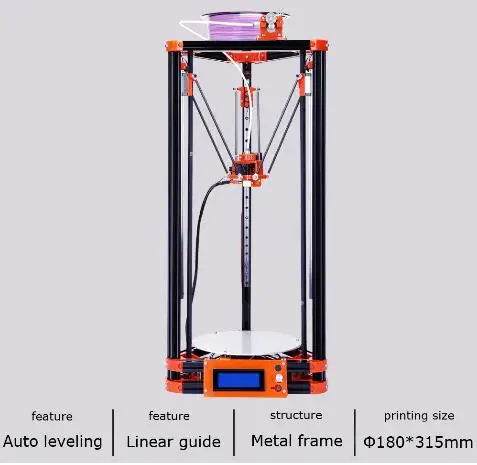 lcd Diy 3d металлический принтер, большой размер печати 3D-принтер Delta Kossel 3d Принтер Комплект