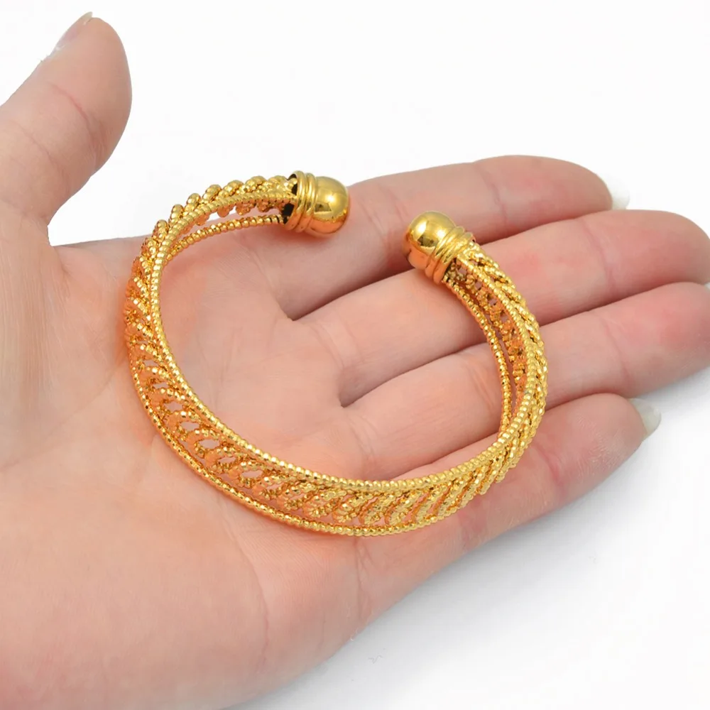 Anniyo 24K дубайские браслеты-манжеты ювелирные изделия для матери эфиопские браслеты для женщин арабские Африканские свадебные украшения вечерние подарки#171806