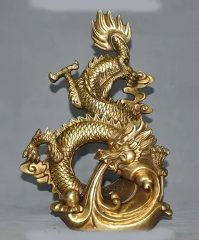 

wedding decoration 15" Chinese Fengshui Brass Auspicious decoration Dragon Play Bead Lucky Statue