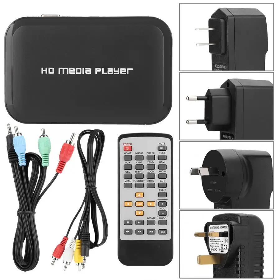 Мультимедийный плеер 1080P Full HD мультимедийный проигрыватель AV VGA HDMI интерфейсы для