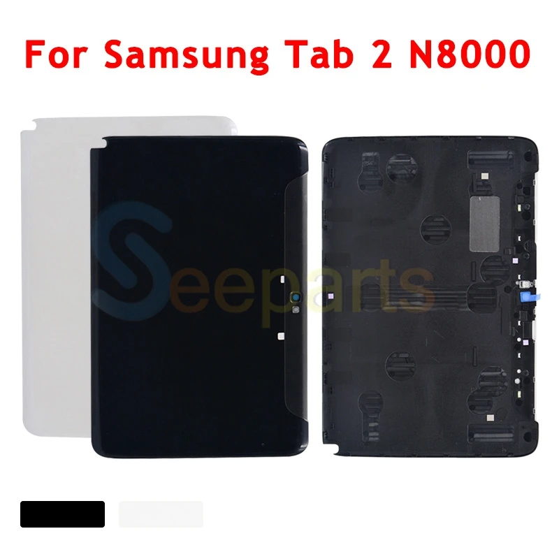 For Samsung Galaxy Tab 2 N8000 Back Battery Cover Rear Glass Housing Case+Adhesive Sticker Repaor Replacement Part N8000 case 2