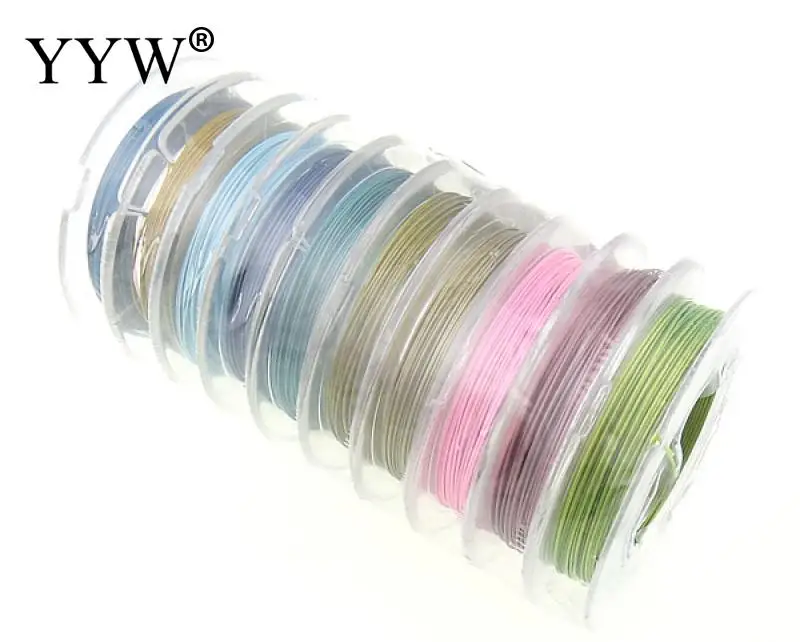 

Wholesale 10pcs Steel String Tiger Tail Wire with Plastic Cord 0.38/0.5mm Mix Color Jewelry Finding for Baby Bracelet Necklace