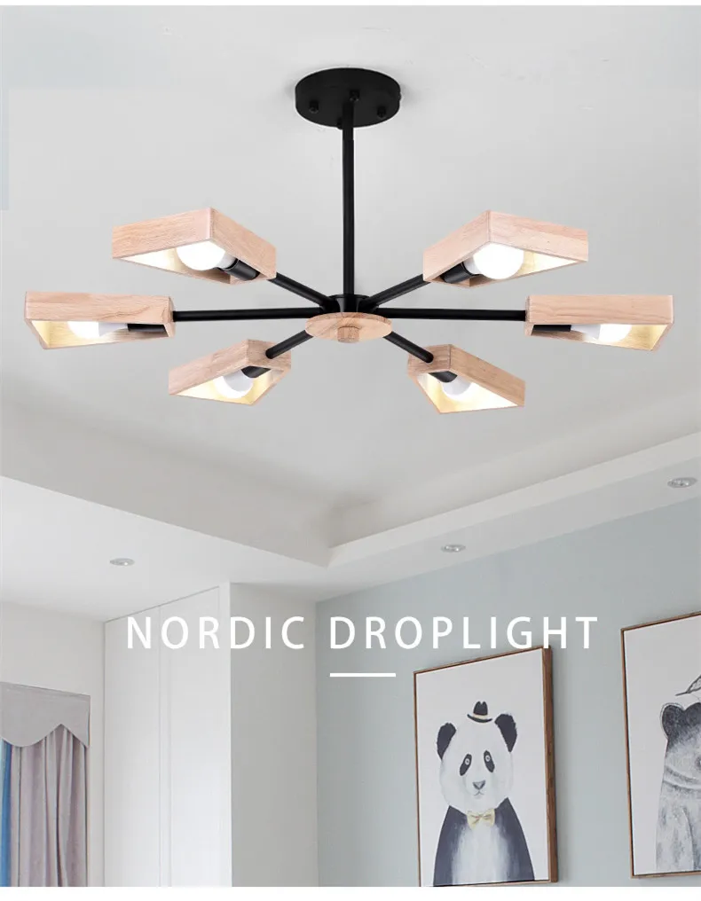 Vintage  Chandeliers Led Lustre Chandelier Ceiling For Living Room Kitchen Black Suspended E27 Hanging Lamp 2