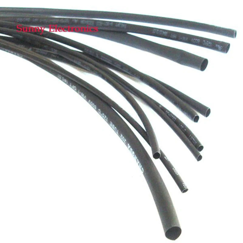 

1 METER/LOT 2:1 Black Color 1mm 1.5mm 2mm 2.5mm 3mm 3.5mm 4mm 5mm Heat Shrink Tubing Tube