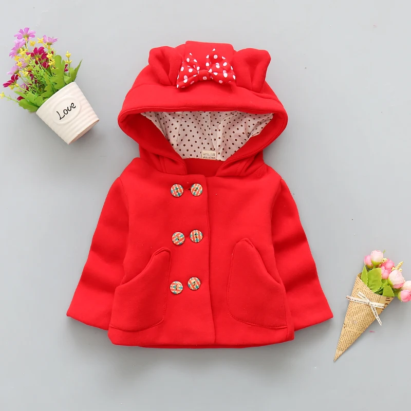 BibiCola/осенне-зимняя Рождественская одежда для детей куртка для маленьких девочек пальто куртка с бантом и героями мультфильмов детские толстовки с капюшоном для девочек, верхняя одежда, пальто