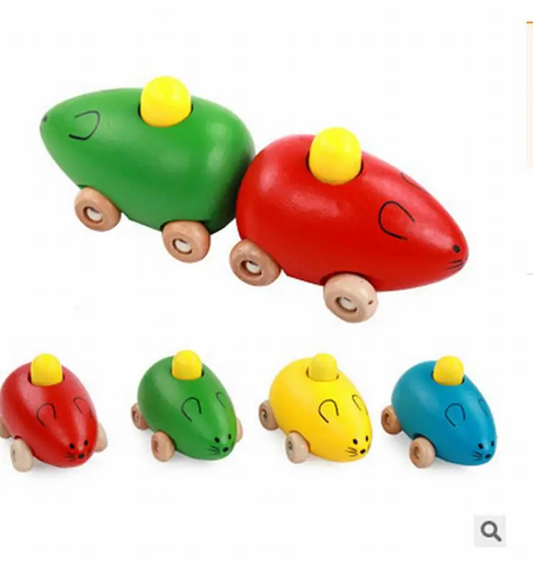 1 шт. серия активности мышь очаровательный деревянный писк мышь игрушечный автомобиль для маленьких детей(цвет случайный