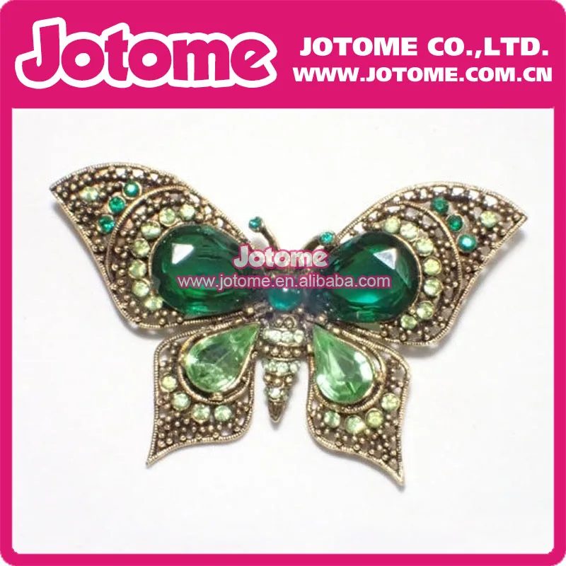 

Retro Plated Blue Rhinestone Butterfly Brooch Pin Rhinestone Jewelry