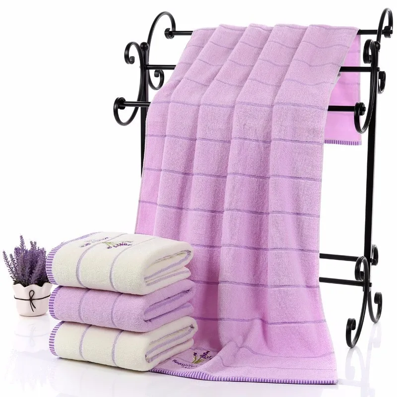 Terry Cloth Cotton Towel Set, Small Face Hand Towel, Lavender Purple and White, Home Bath Towels Bathroom, Absorbent, 2pcs/set 3